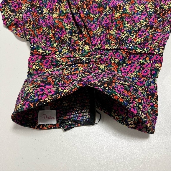 Parker Pure Silk Floral Printed Strapless Sweetheart Mini Dress - Picture 6 of 13